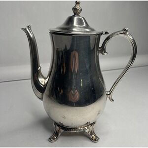 Vintage International Silver Co. 10" Silver-plated Tea/Coffee Pot W Hinged Lid